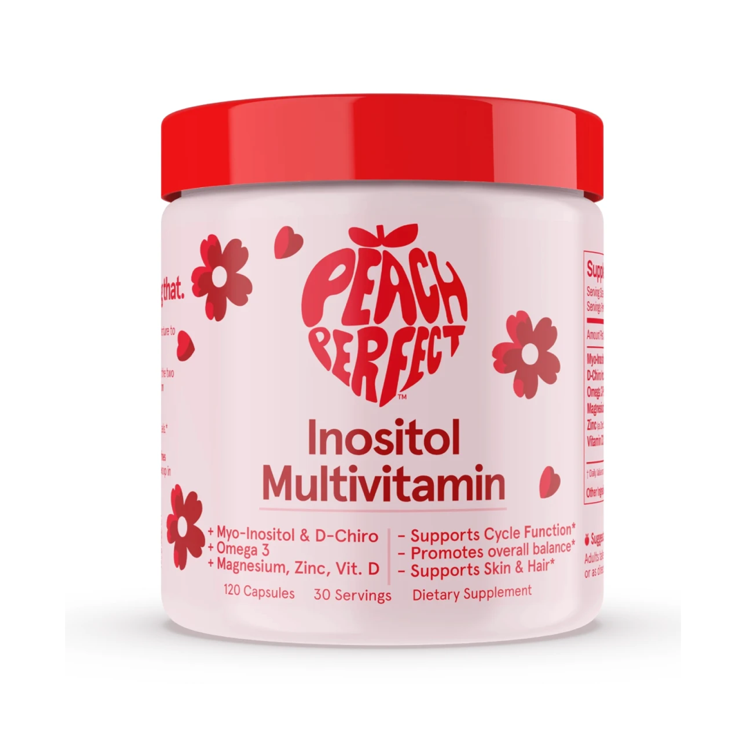Peach Perfect Inositol Multivitamin · Myo-inositol + Omega 3 + D3 + Zinc